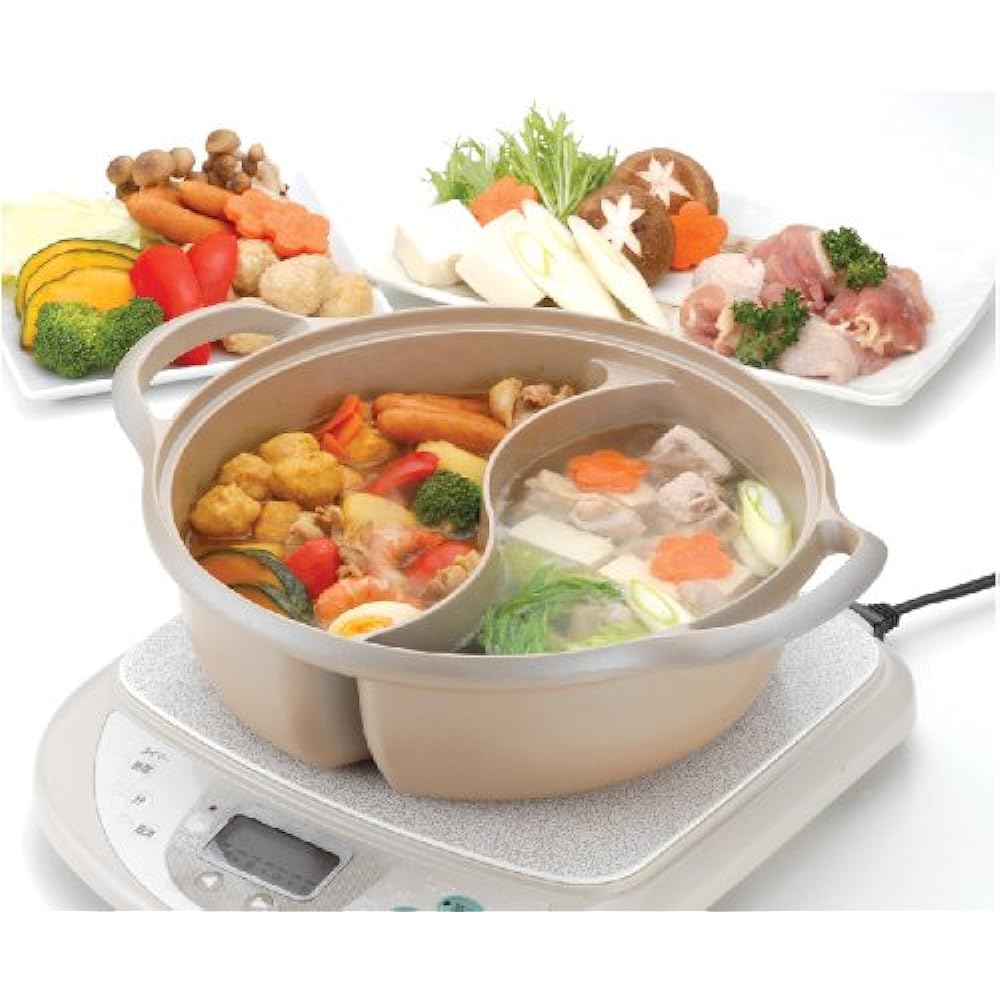 Pearl Metal Carefully IH Compatible Tabletop Pot with Glass Lid and Aluminum Casting Partition 28cm H-8157