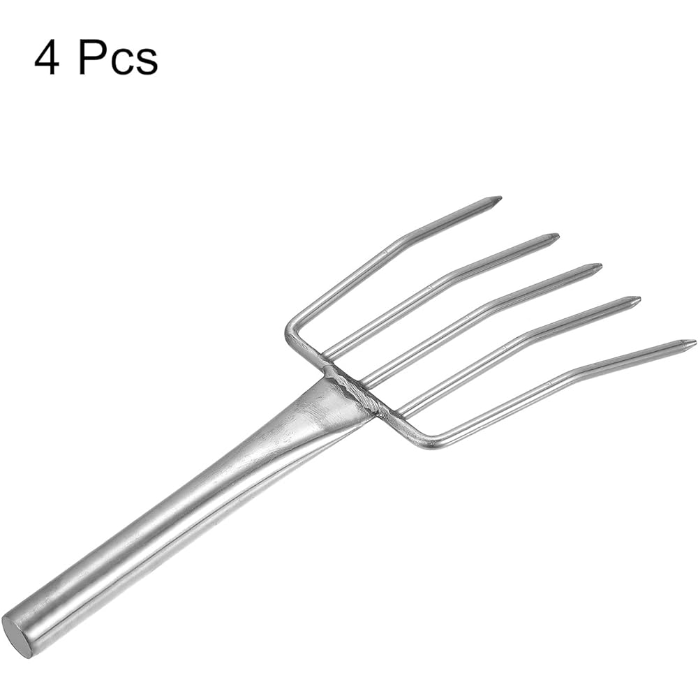 uxcell Turkey Fork, Five Claw Meat Fork, Barbecue Roasting Supplies, Stainless Steel, Thanksgiving Charcoal BBQ Grill, 4 Pieces