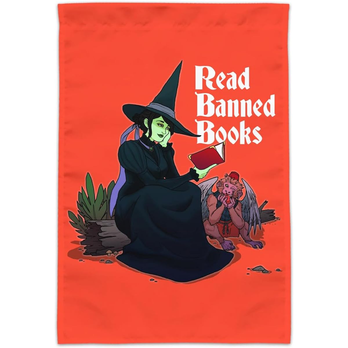 Read Banned Books The Witch and the Monkey Garden Flag