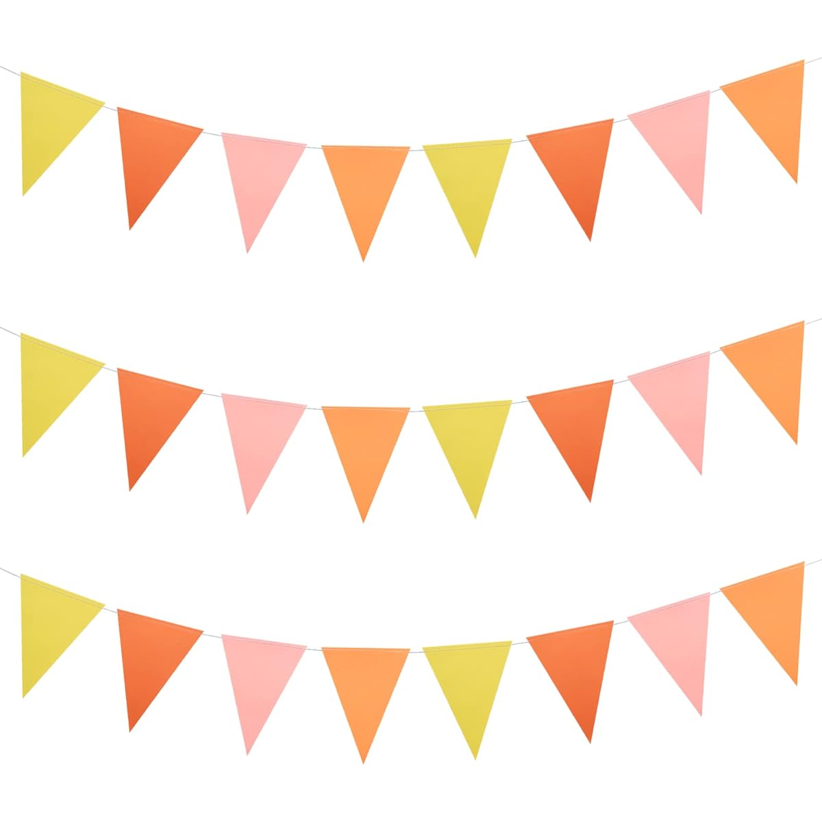 Mefuny 30ft Orange Yellow Pennant Banner Paper Triangle Flags Fall Decorations Orange Wedding Bridal Shower Birthday Baby Shower Engagement Sun Party Supplies