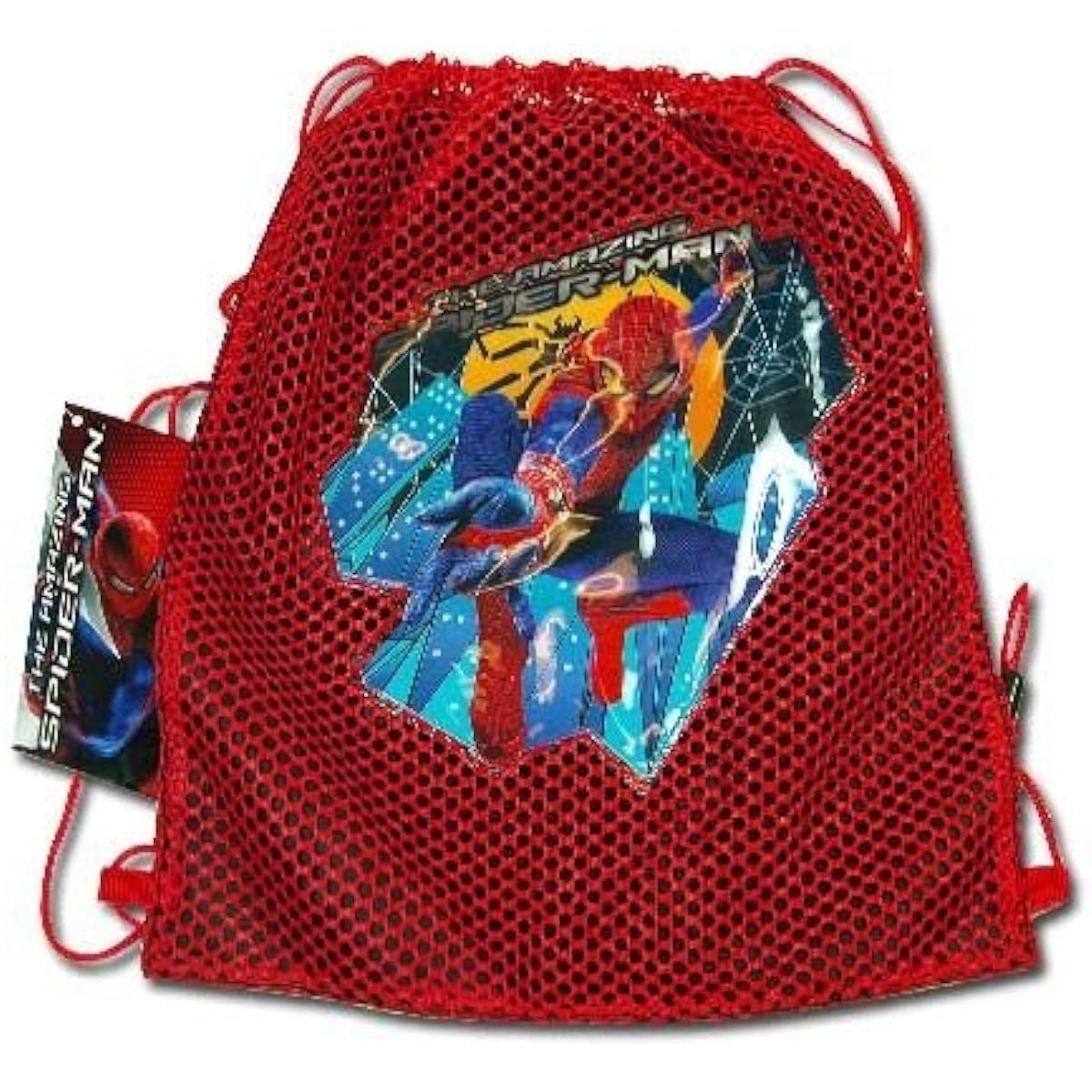 5-Piece Marvels The Amazing Spider-Man Mesh Sling Tote Bags - 4 The Amazing Spider-man Mesh Front Sling Backpack Tote Party Favor Bags (10.5" x 12") PLUS 1 Spiderman Sticker Pad with over 270 Stickers (4 Sheets) for Kids by TopValueSupplies [並行輸入品]