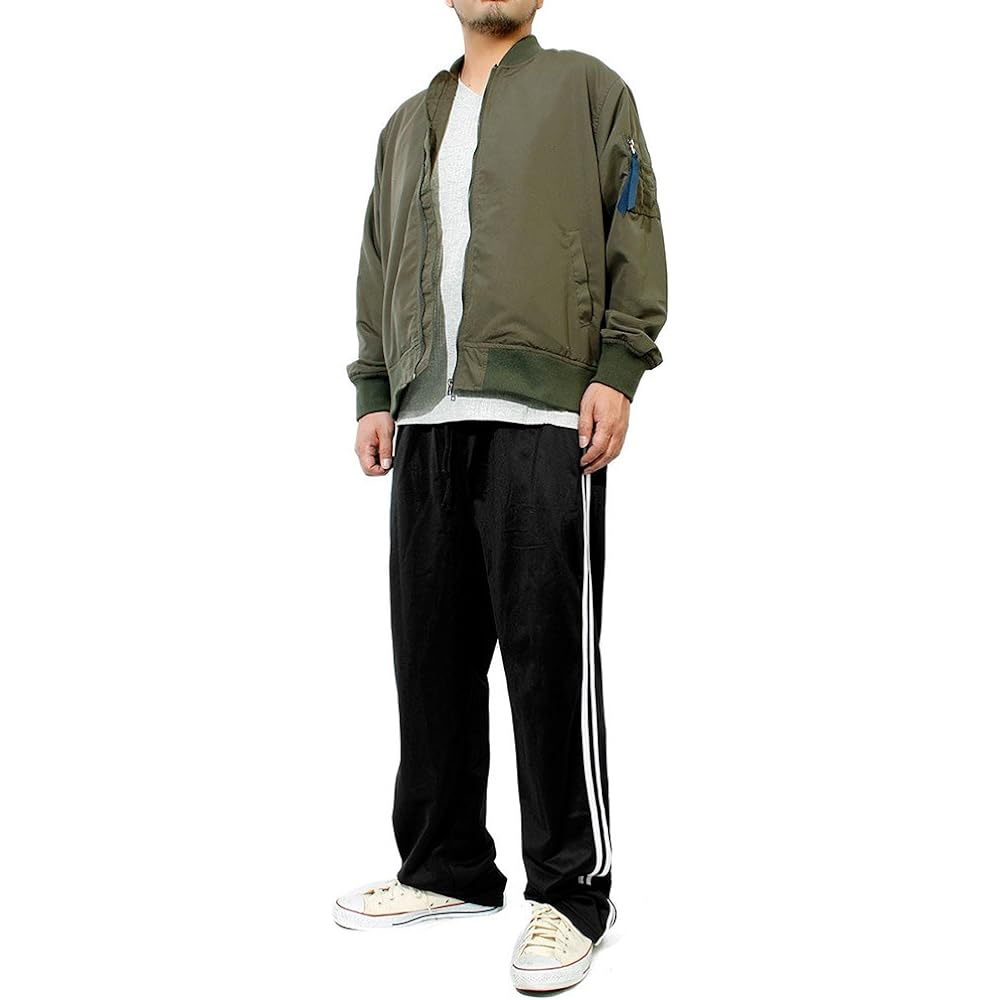[One Colors] Men's Jersey Pants, Large Size, 2 Lines, Stretch Sports, Running Wear, Track Pants