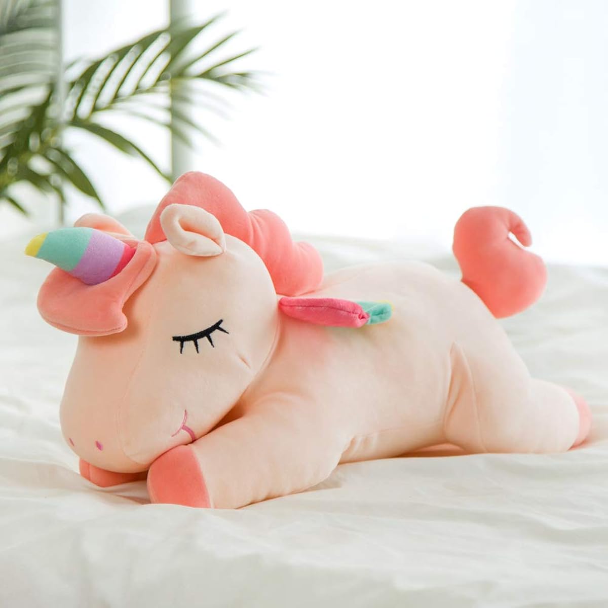 Unicorn Plush Toy Soft Unicorn Stuffed Animal Pillow Toy Gift for Kids (Pink, 19.6 inch)