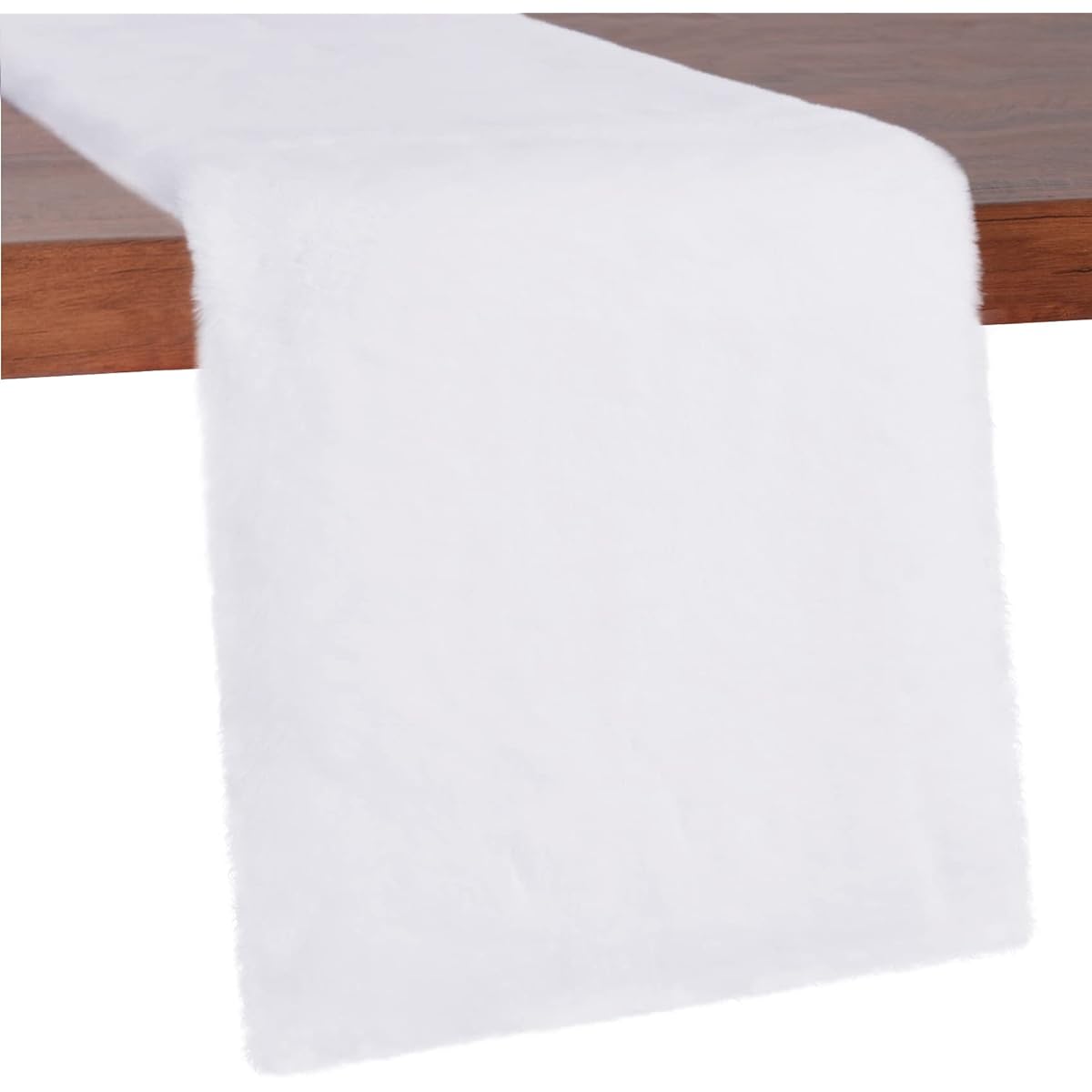 duduta White Faux Fur Table Runner 11.8" x 71" Fluffy Shag Fur Table Centerpiece for Christmas Thanksgiving Wedding Party Decoration
