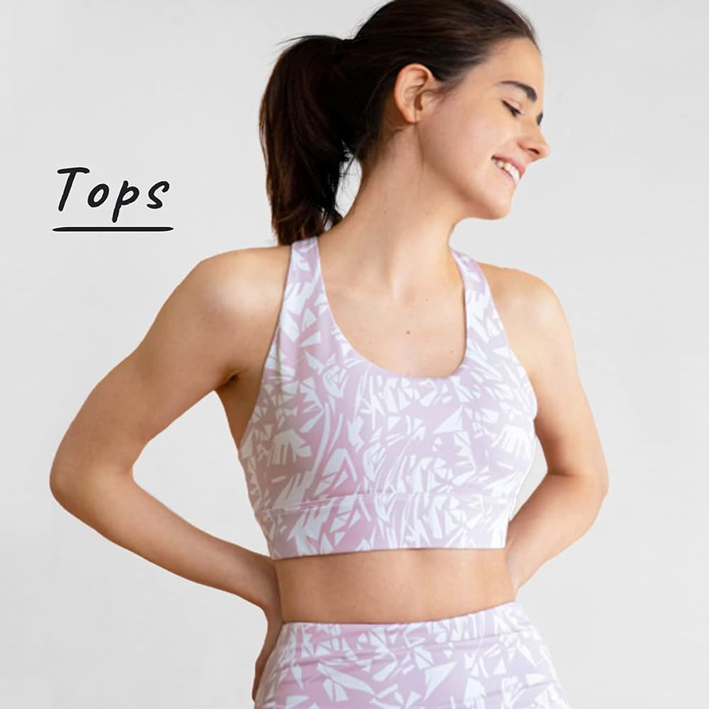 [VeroMan] Yoga Wear Top and Bottom Set Women's Setup Sports Bra Leggings Stylish Botanical ppi-wsi31