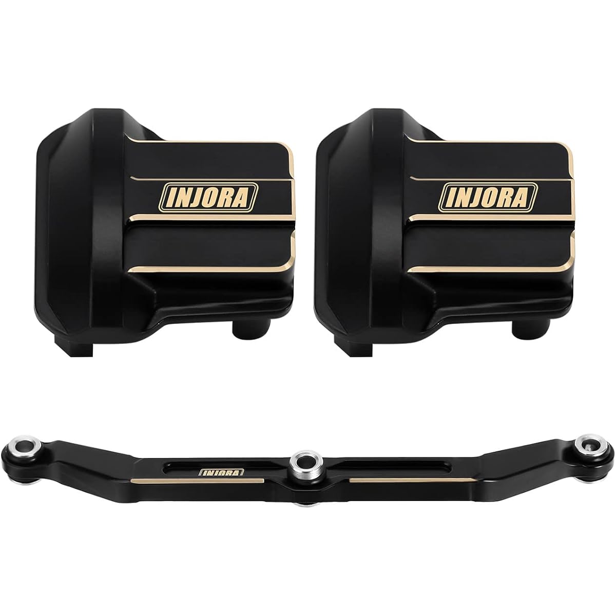 INJORA Brass Diff Cover and Steering Link Kit for TRX4M 1/18 RC Crawler Upgrade Parts Black