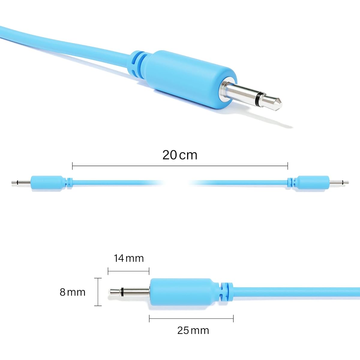 ExcelValley - 6A Pack - Mono Modular Patch Cable - TS 3.5mm 1/8" Eurorack Synthesizer [30cm 12"]