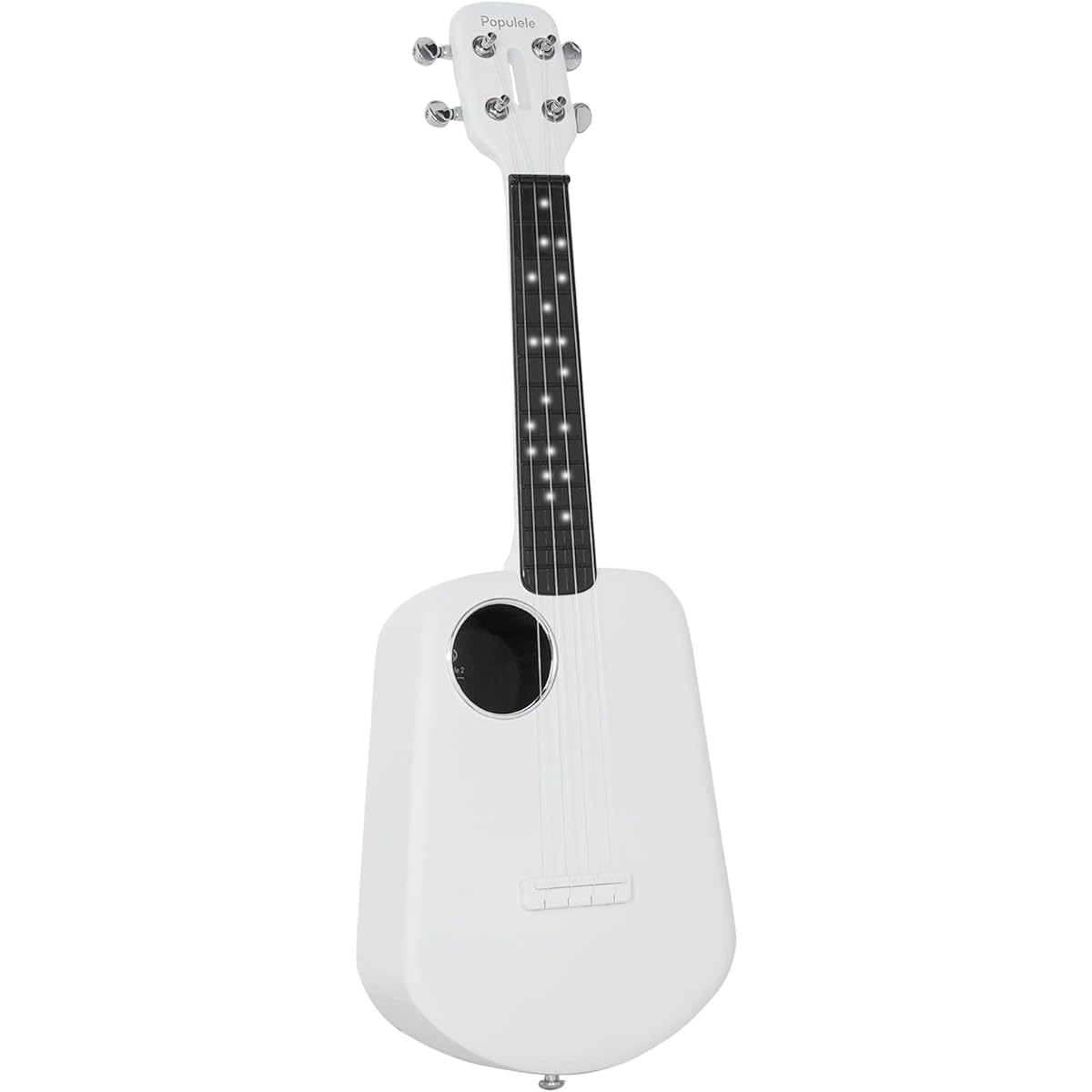 POPULELE Concert Ukulele Total Length 23 Inches All Carbon Fiber Nylon Strings LED Smart APP Control Beginner Ukulele Matte Texture White Beginner String Instrument