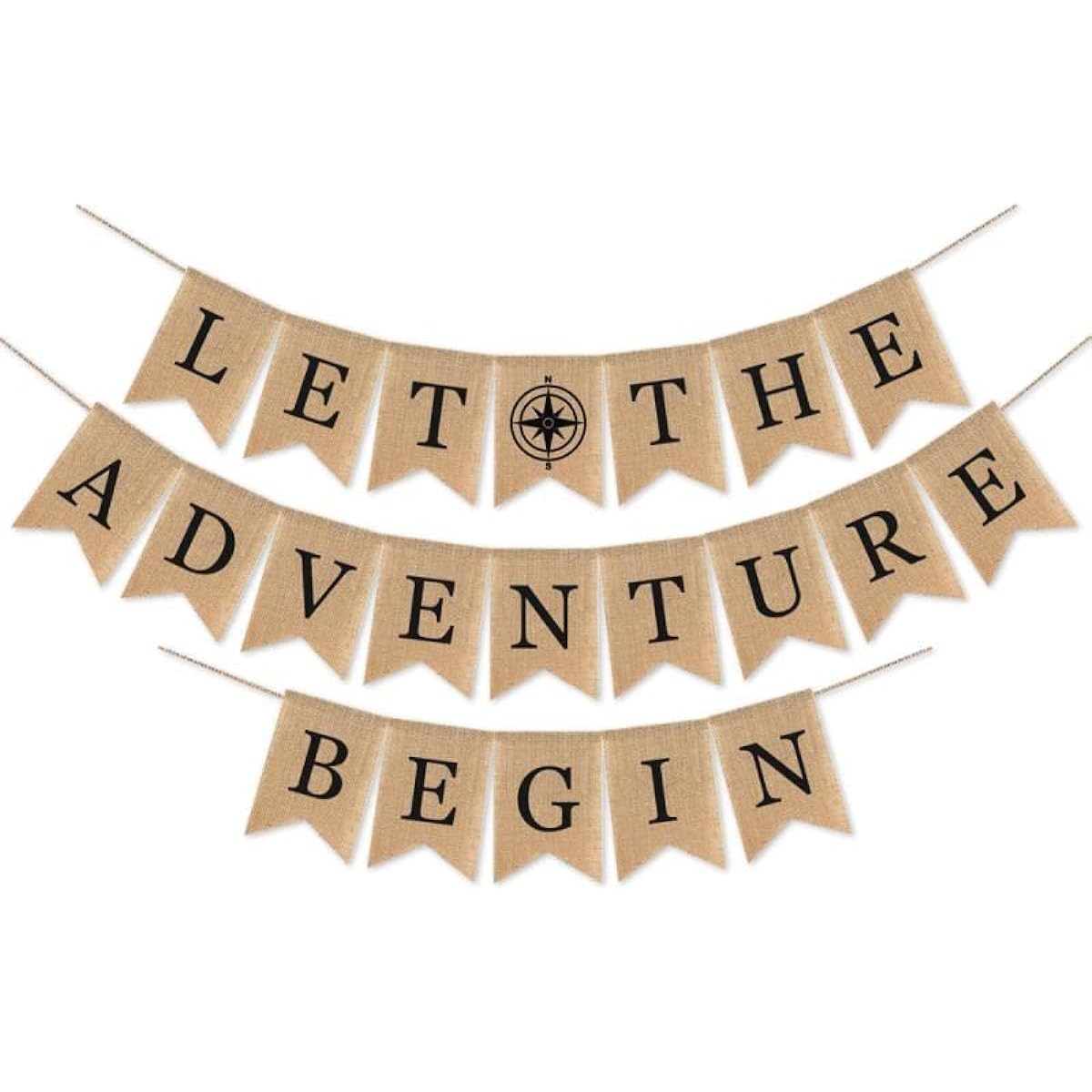 SWYOUN Burlap "Start Your Adventure" Banner, Adventure Awaits, Travel Theme Party Supplies, Baby Shower, Graduation, Retirement Party, Mantle, Fireplace Decorations