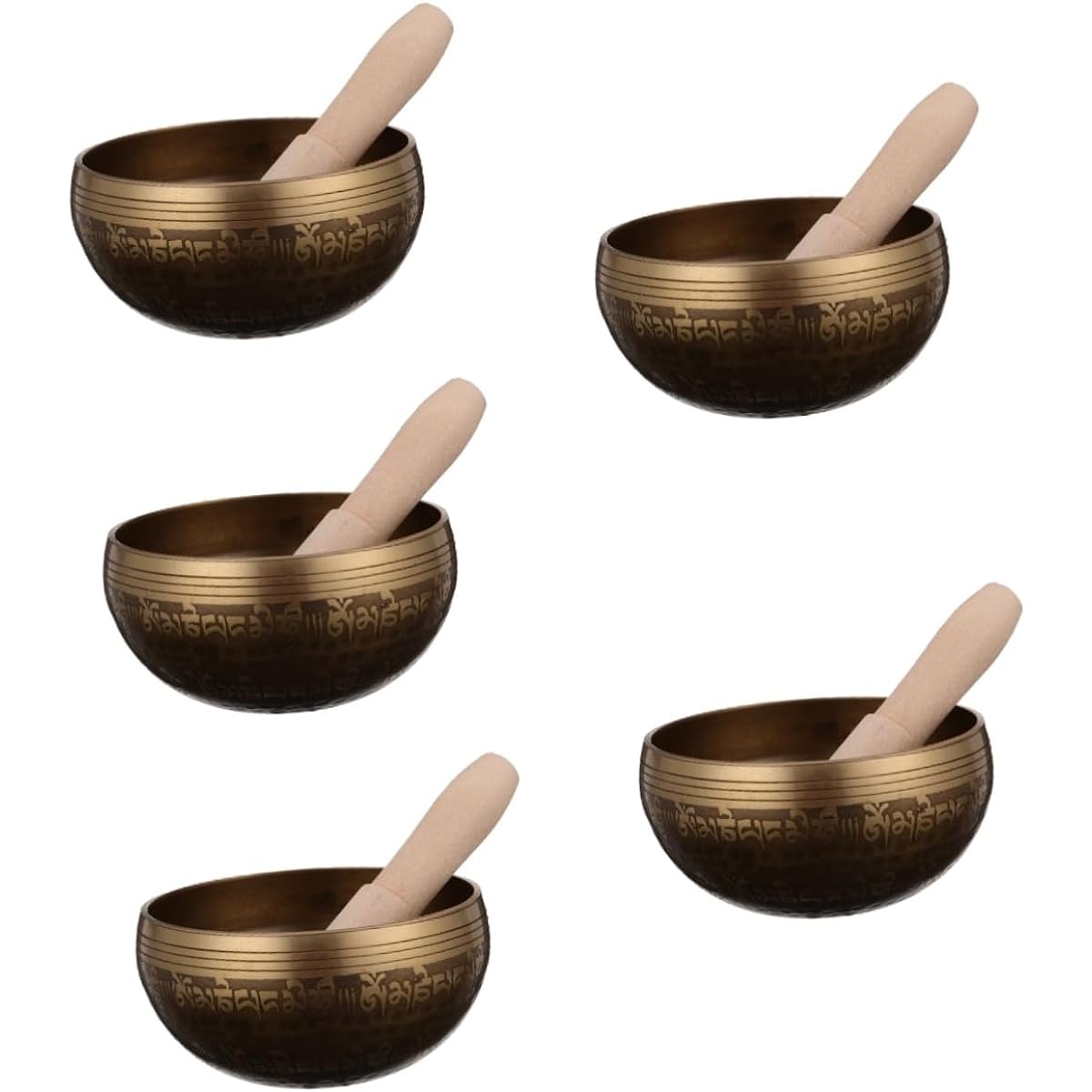 VICASKY Set of 5 Sound Bowls Tibetan Palm Bowls Bells Chakra Bowls ASMR Tibetan Healing Bowls Crystals and Healing Stones Tibetan Gongs Sound Bath Bowl