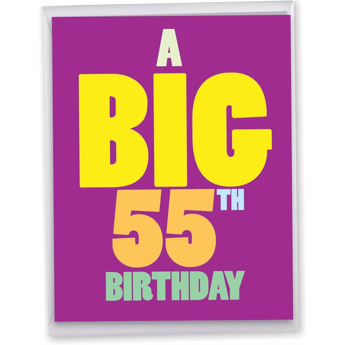 NobleWorks - 55th Big Funny Birthday Card (8.5 x 11 inches) - Group Milestone Note Card Happy 55th Birthday - Big 55 J9425MBG