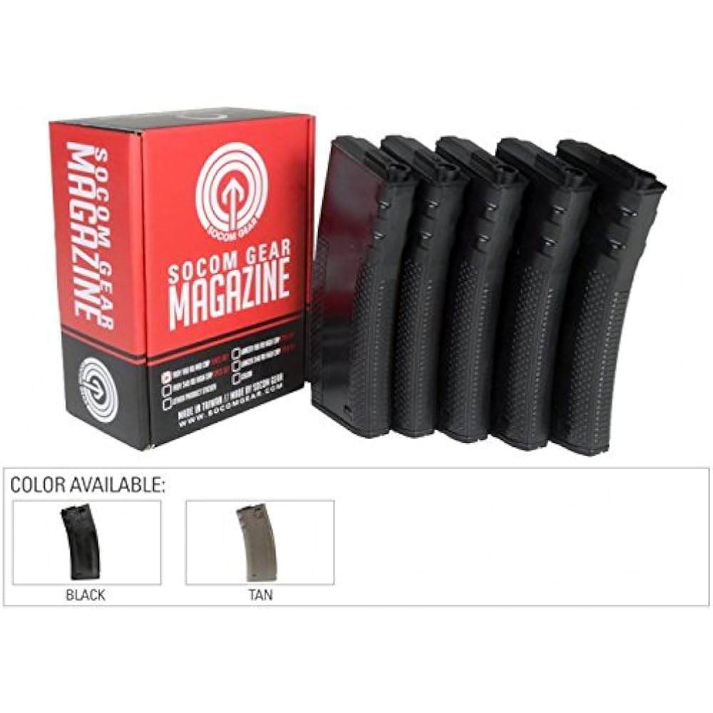 Socom Gear TROY 190 Mid-CAP Magazine Set of 5 Black S01-012BK