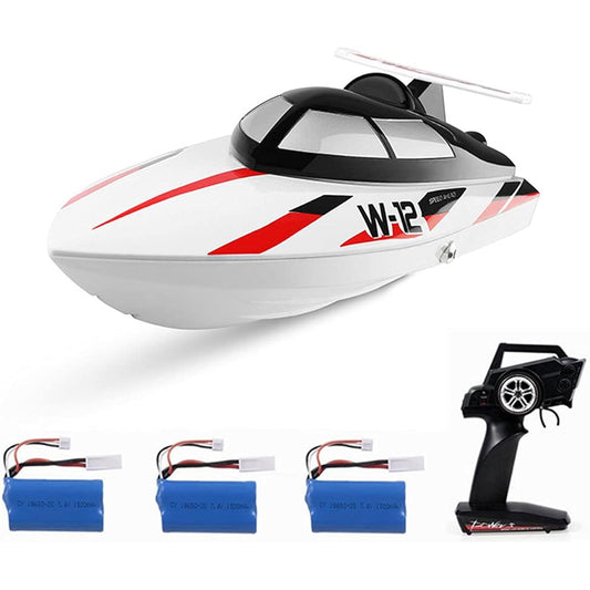 Remote Control Boat for Pool and Lake, 4 Channel 2.4GHz Remote Control Speed Boat, 35+km/h High Speed Motor and Water Circulation Cooling System, One-Click Recovery after Boat Capsizes, Best Gift for Boys (3 Batteries)