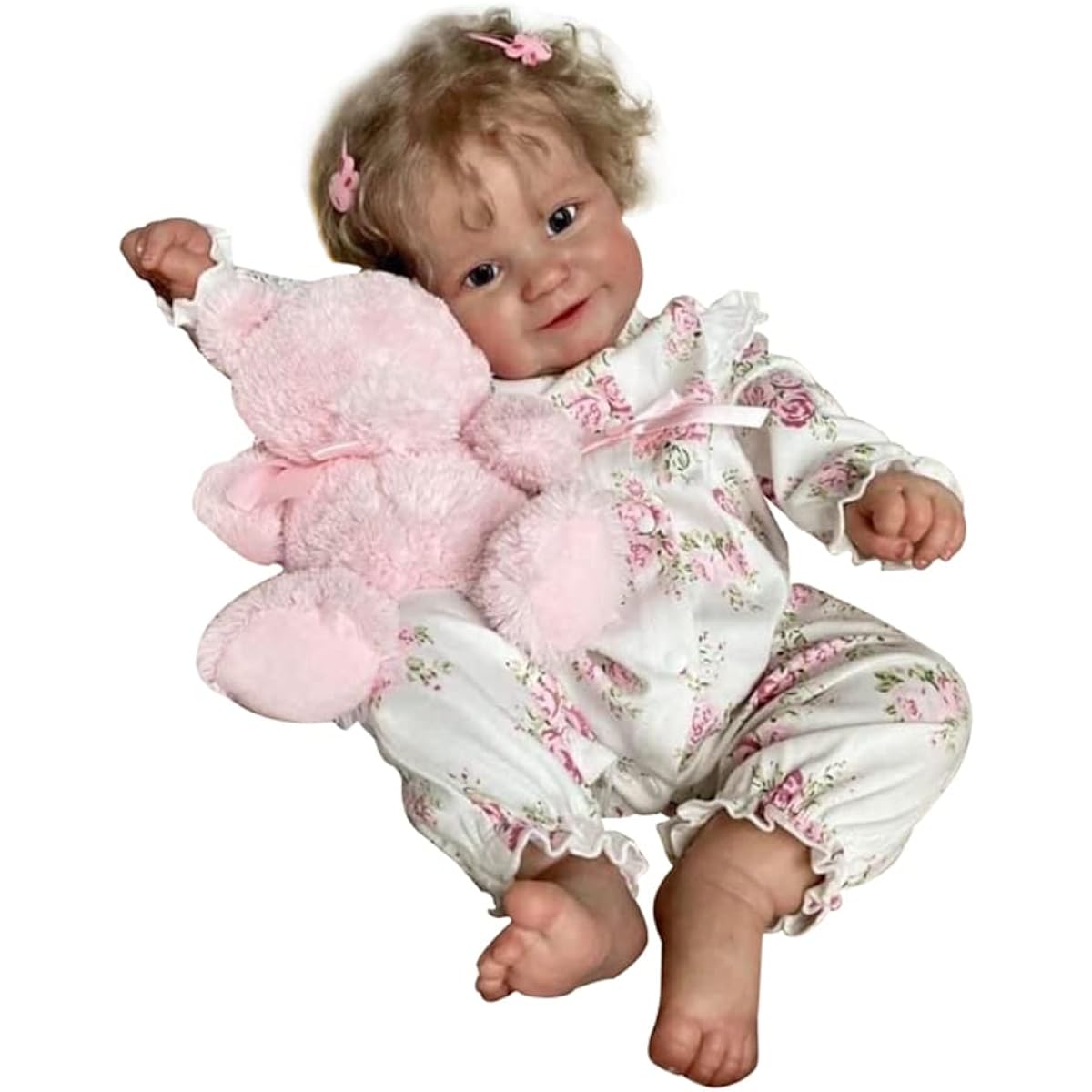 Lonian 60CM Freshman Children's Cute Girl Doll Trend, Golden Hair Curl, Soft Body Hug Doll (Brown Eyes)