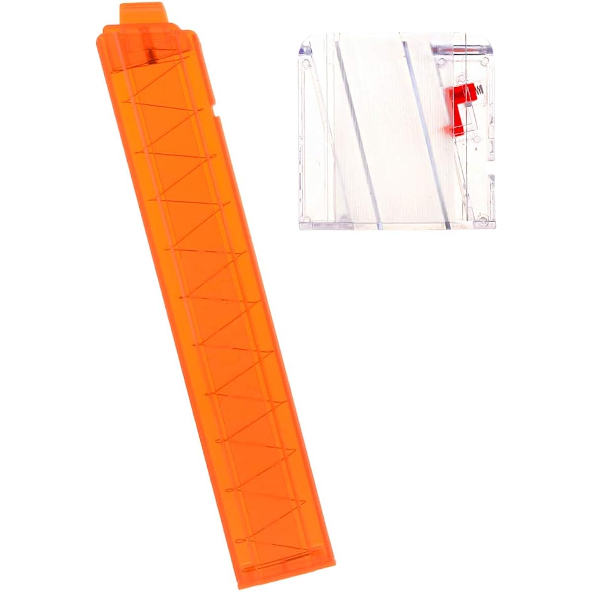 WORKER 18 Round Slant Talon Magazine and Adapter for Nerf N-Strike Elite Nerf Modulus Series and Nerf Manual Modify (Transparent Orange)