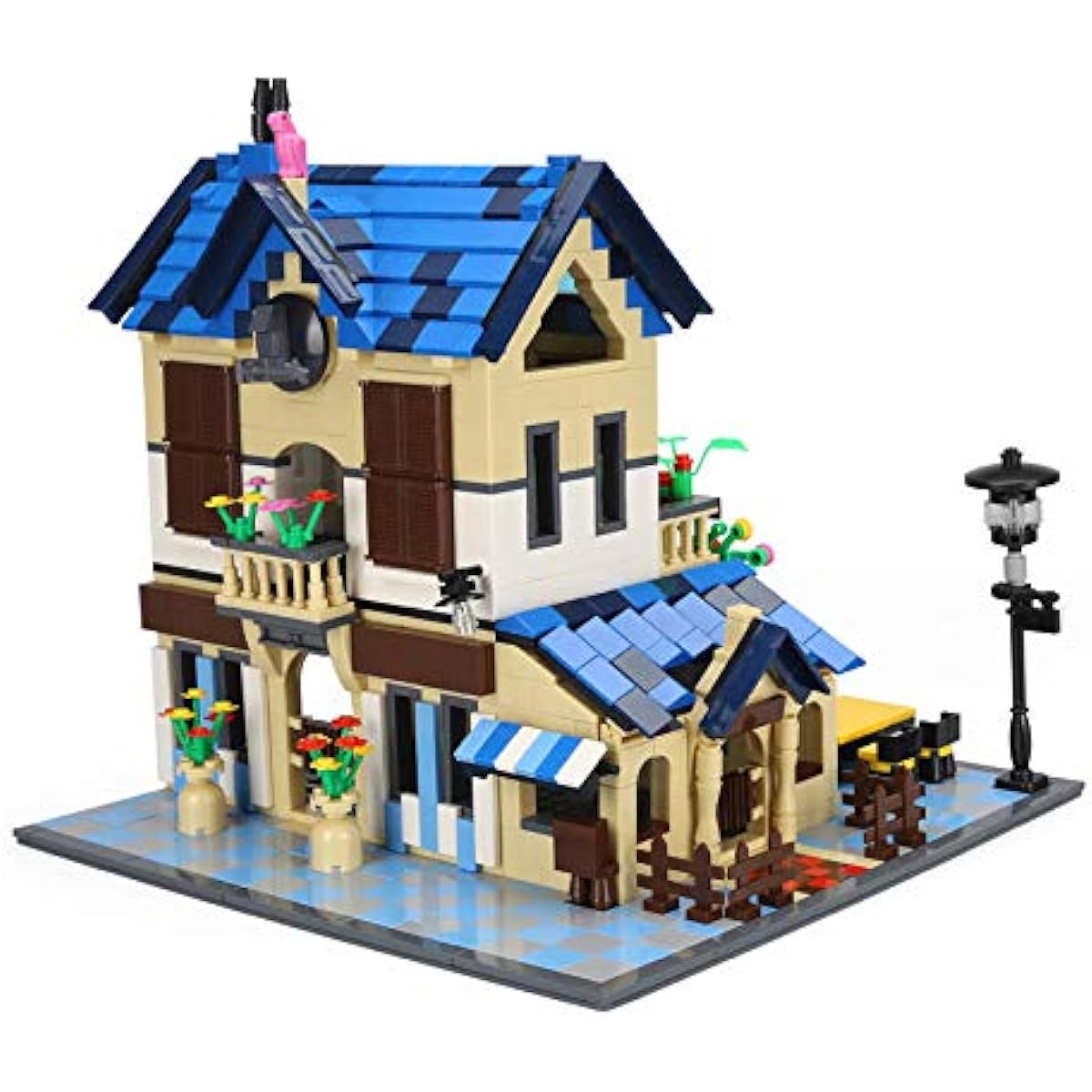 General Jim's Rural Villa French Lodge 1298 Piece City Street Modular Building Blocks Block Set City Creator Architectural Model House Building Blocks Toys - For Teens and Adults