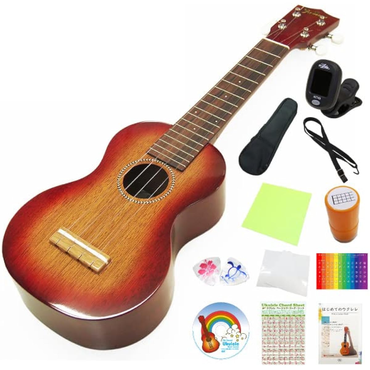Famous Japanese Ukulele FS-7G Soprano Special 12-piece Set Soprano Mahogany High Gloss (Reliable Japanese Made) (Sweet Tone) (u)