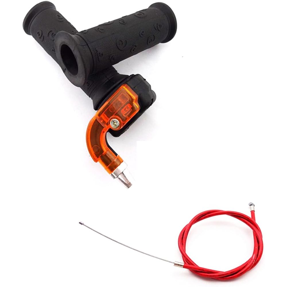 TC-Motor 7/8" 22mm Twist Throttle Handle Grip + 825mm Red Carburetor Gas Throttle Cable for 43cc 47cc 49cc Mini Dirt Bike ATV Quad 4 Wheeler Pocket Bike