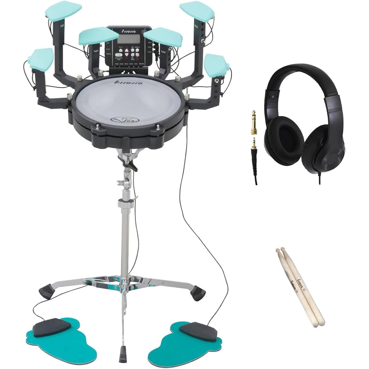 AWOWO MINI JUN PLUS Headphone Set Compact Electronic Drum Kit Mesh Pad Stick Included Awowo