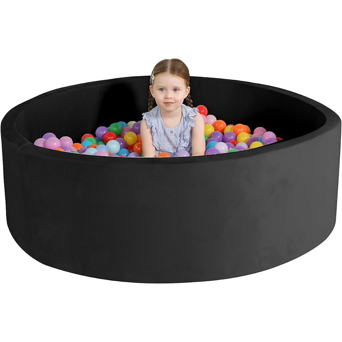TrendBox Coral Wool 47" Memory Foam Ball Pit for Babies Toddlers Soft Round Ball Pool