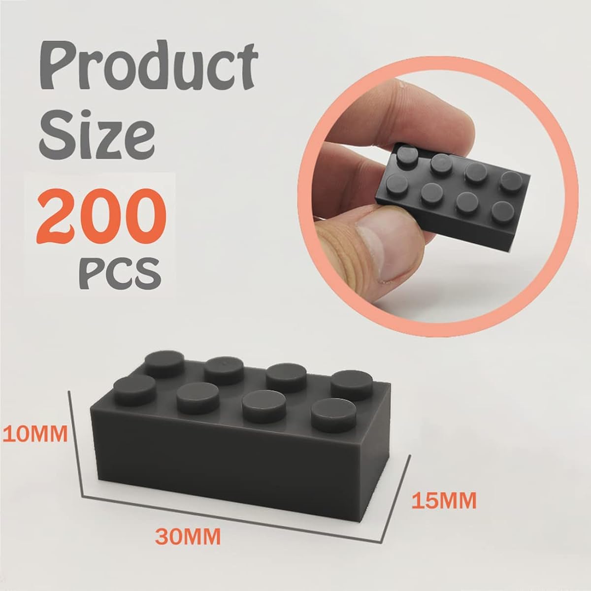 200 Pieces Classic Building Bricks 2x4 Building Blocks STEM Creative Assembly Toys Dark Gray
