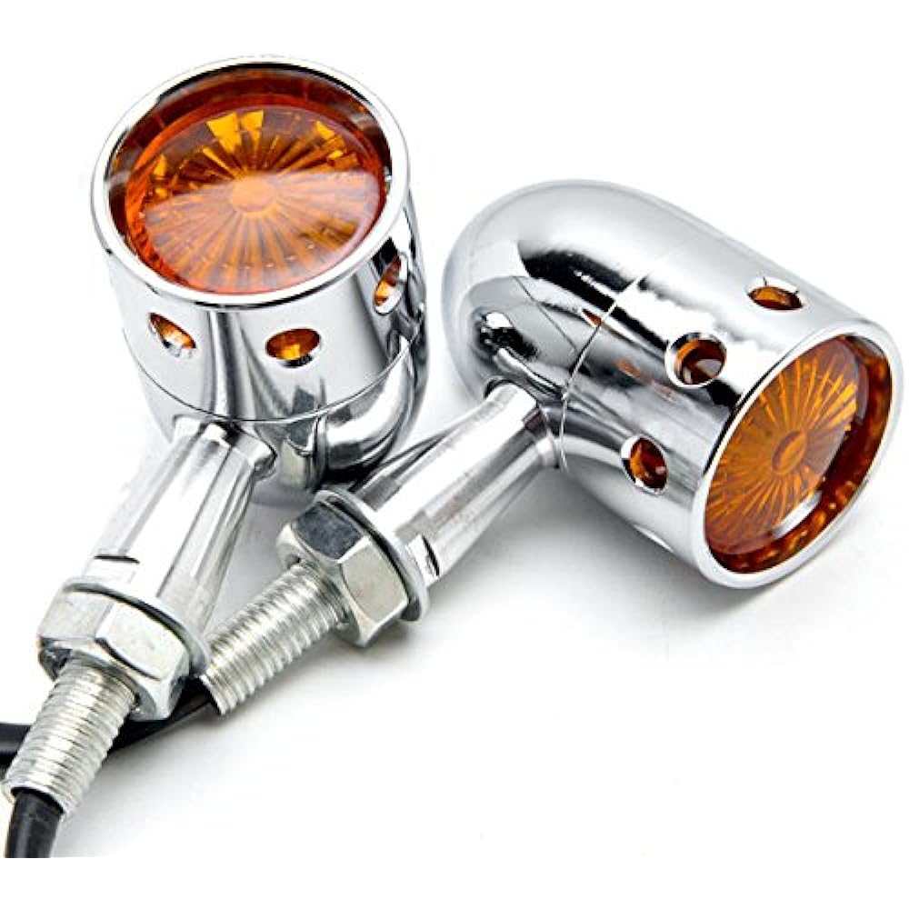 Krator Set of 2 Chrome Motorcycle Turn Signal Lights for Honda VT Shadow Spirit Velorex Deluxe 600 750 1100
