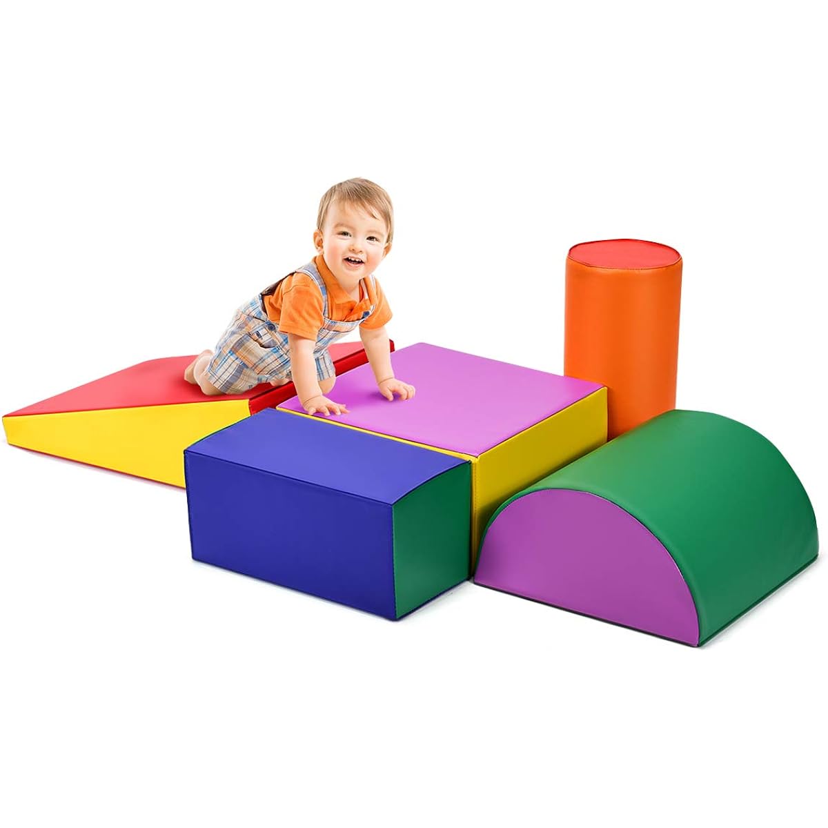Costzon Crawling & Climbing Foam Playset, Colorful Fun Foam Playset, 5 Piece Lightweight Interactive Set, Software Composite Toys for Toddlers/Preschoolers/Baby/Kids, Multicolor