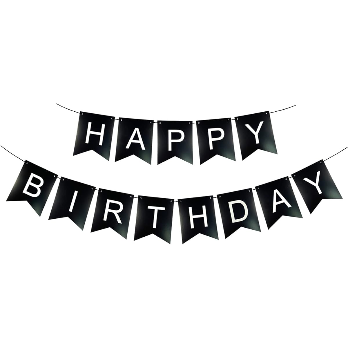 Runhiskii Black Happy Birthday Banner with White Lettering Birthday Party Decoration Supplies