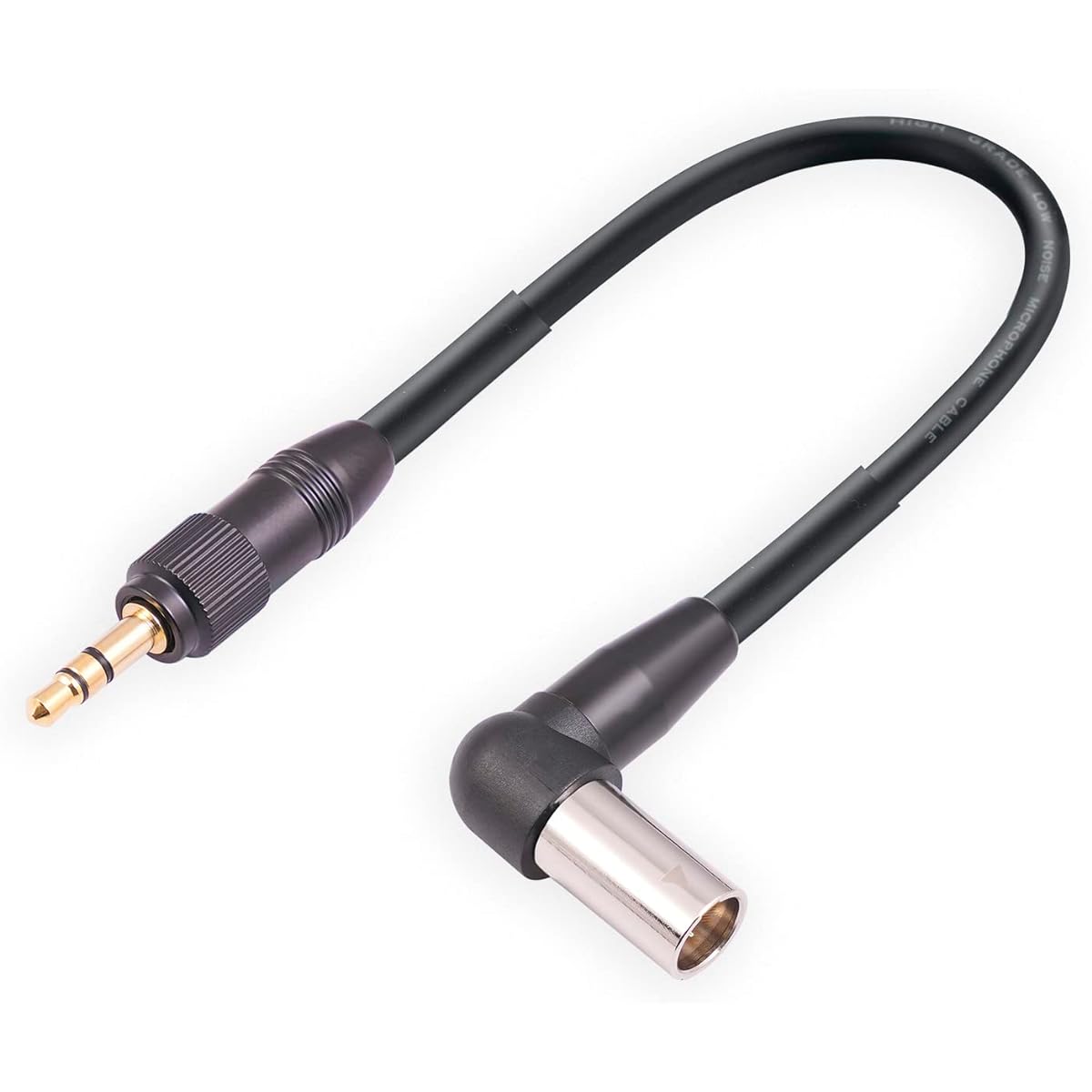 HUALEU 90 Degree 3 Pin Mini XLR - 3.5mm (1/8") Mini Jack with Locking Screw Mount (1/8") TRS Stereo Microphone 1' Cable Lapel Lavalier Mic Pocket Cinema 6K 4K Senheiser