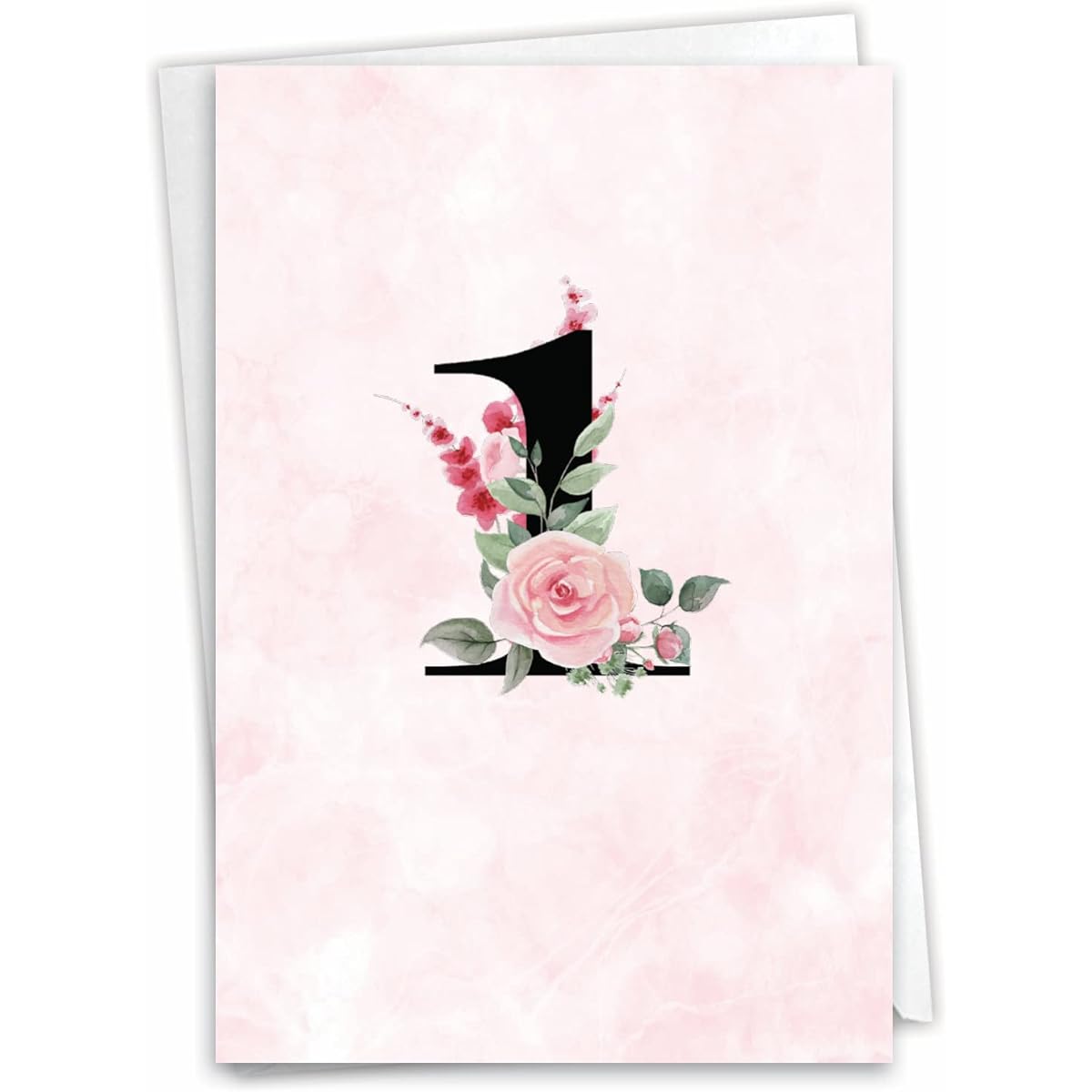 NobleWorks 1st Milestone Anniversary Greeting Card with 5 x 7 Inch Envelope (1 Card) 1 Floral Couple C10498MAG