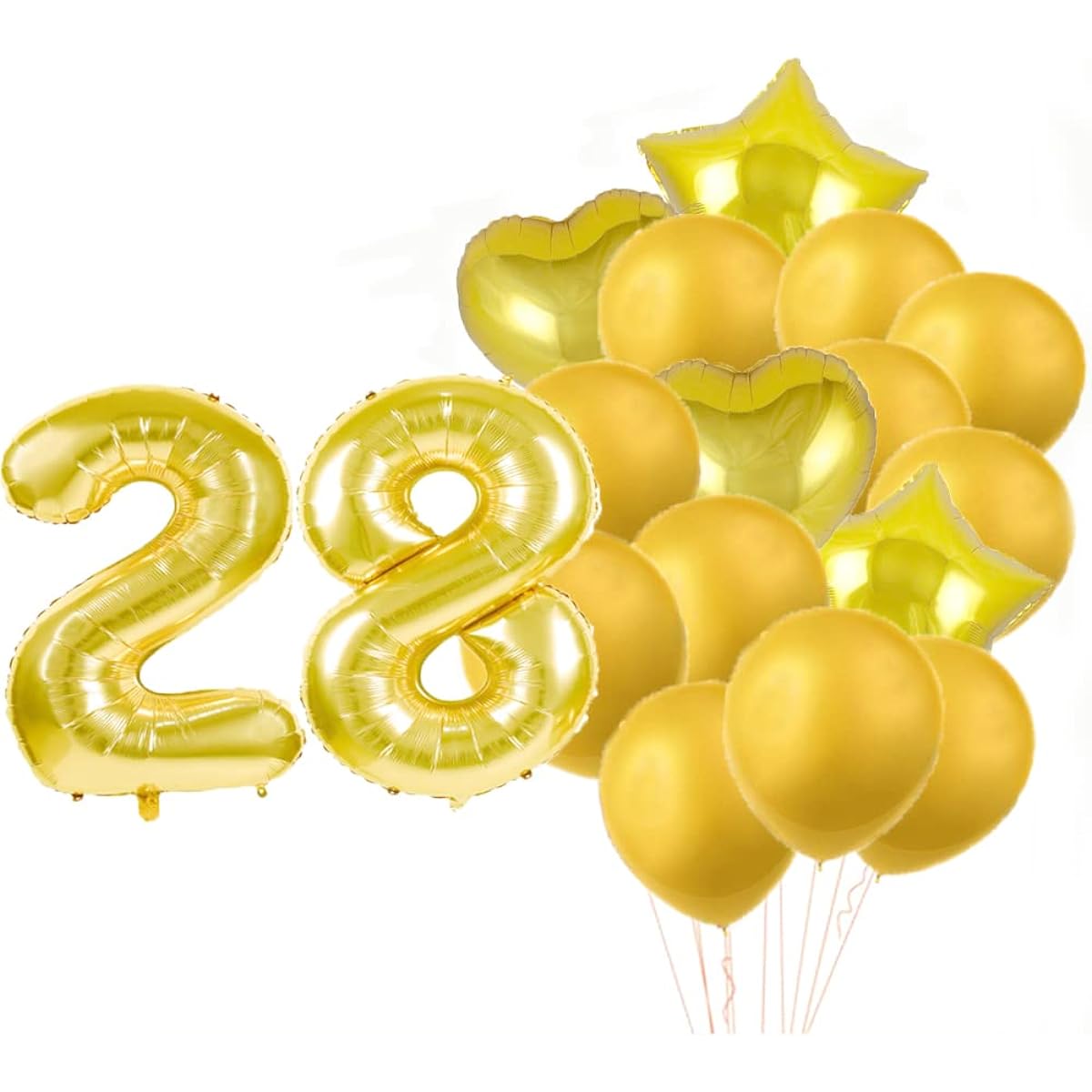 Sweet 28th Birthday Decorations Party Supplies Gold Number 28 Balloons 28th Foil Mylar Balloons Latex Balloons Decorations for Girls/Women/Men/Photography Props