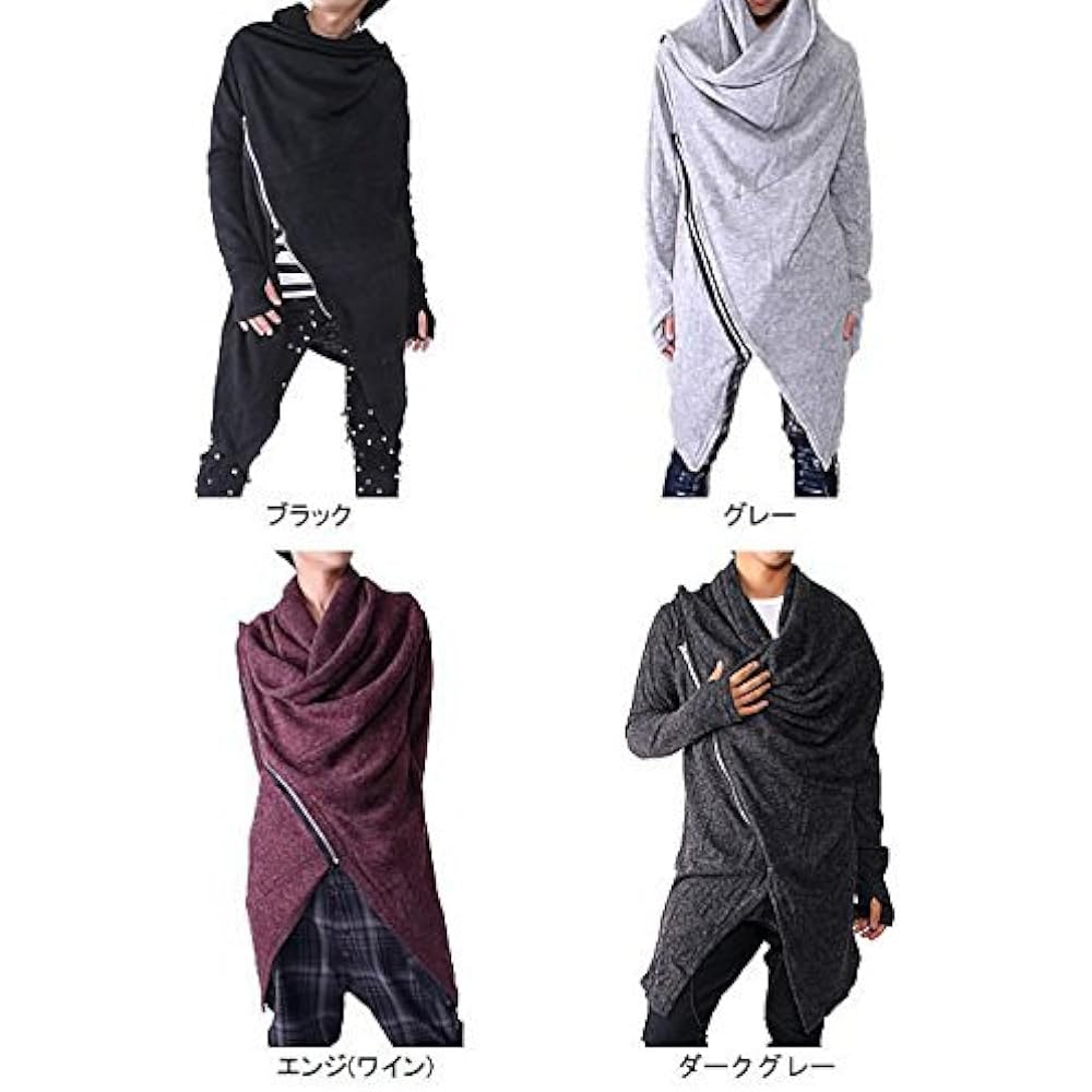 [Speed Orange] Long Parka Asymmetry Zip Knit Long Parka Cardigan
