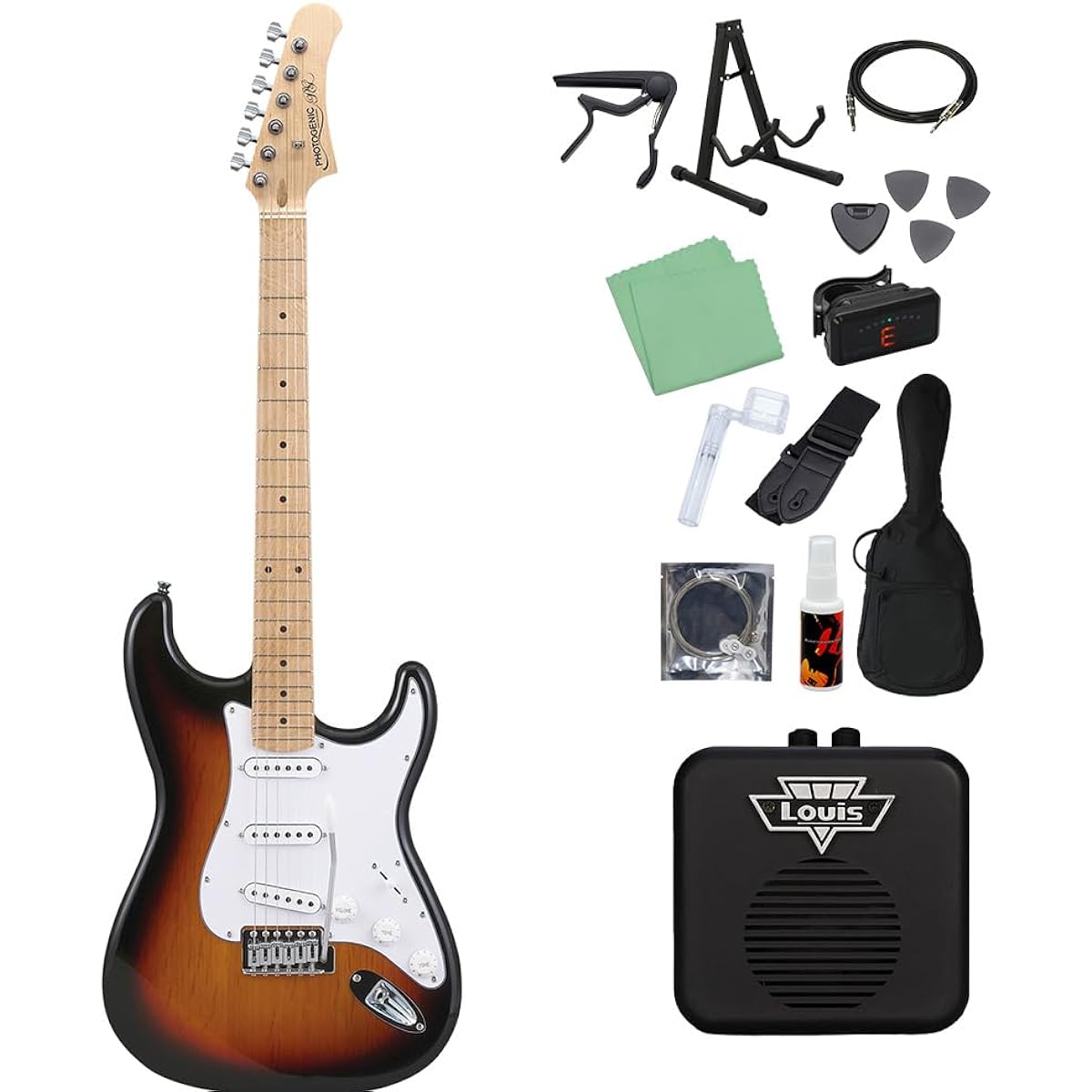 Photogenic ST-180M SB Electric Guitar Beginner 14-piece Set [With Mini Amplifier] Stratocaster Type Photogenic