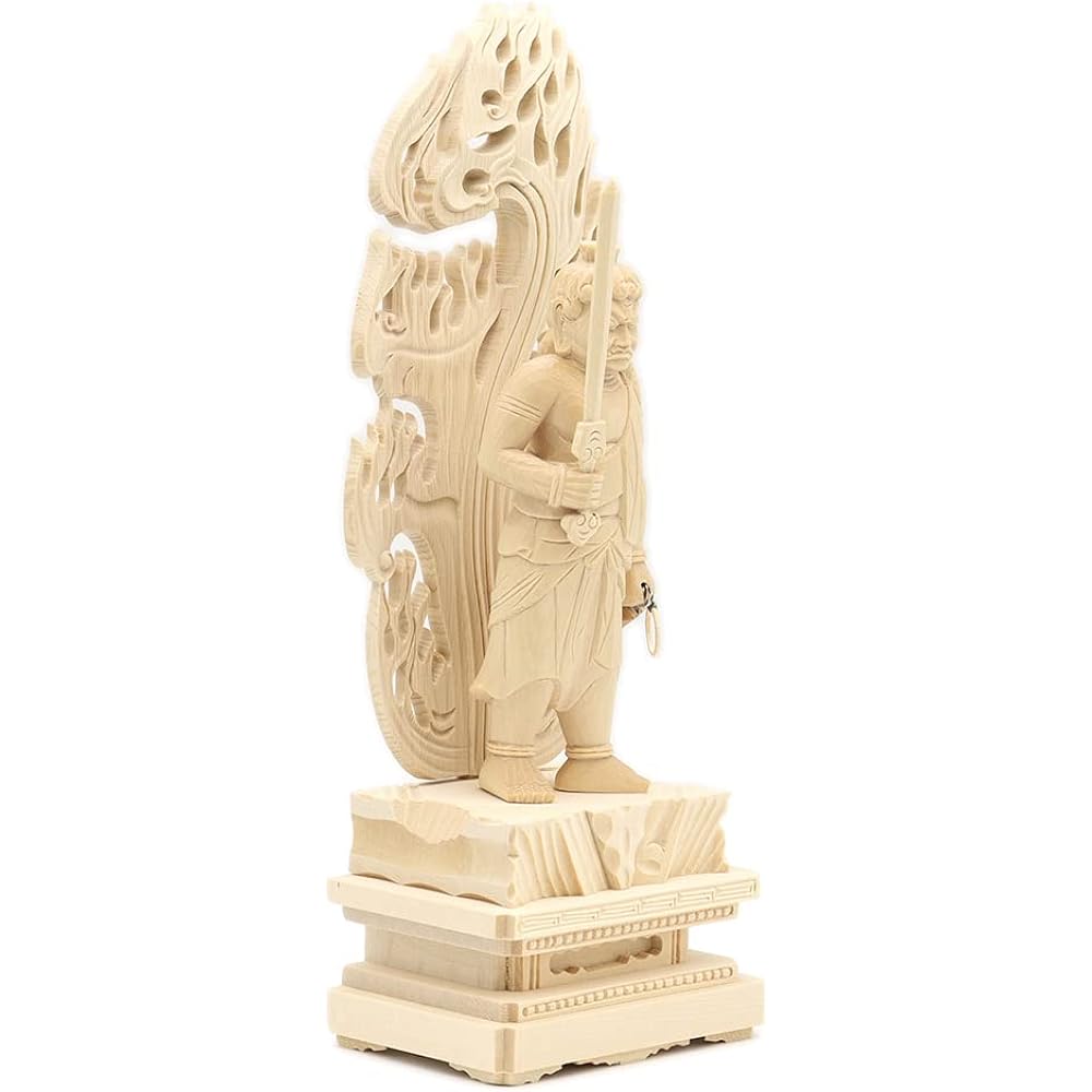 Kurita's special Buddha statue [Myoo] Fudo Myoo standing statue 4.0 dimensions (total height 25.5 cm, width 9.5 cm, depth 6.5 cm) High quality wood carving made of cypress wood Flame halo square rock base 1134