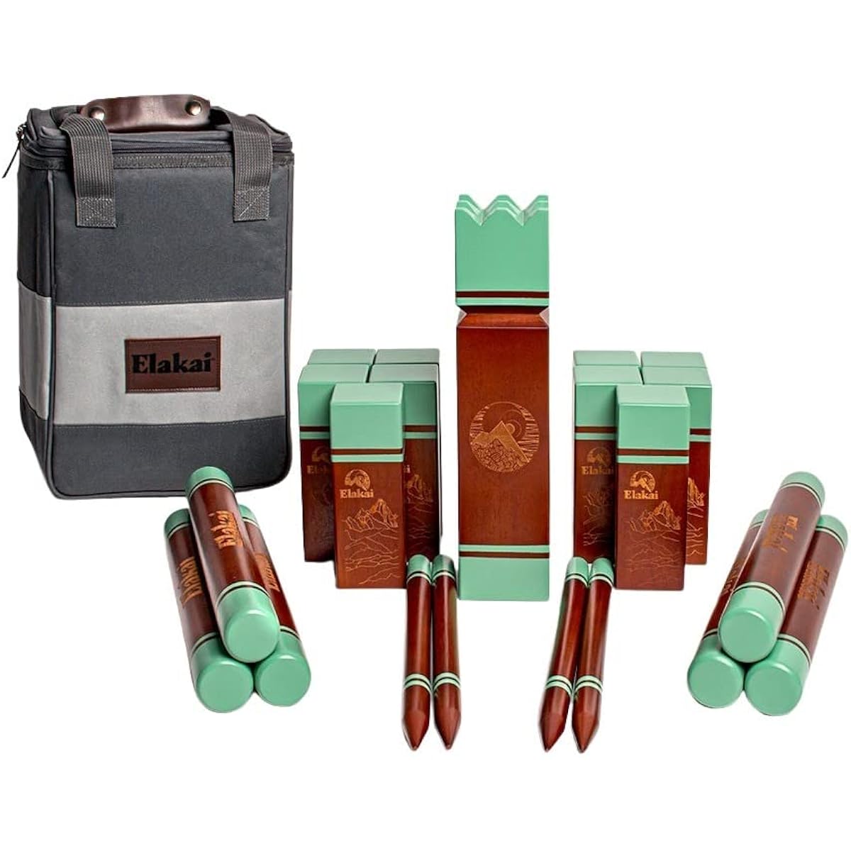 Elakai Outdoor Games for Adults and Families with Premium Carry Bag - Giant Kubb