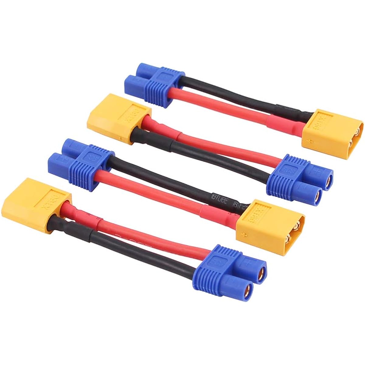 BDHI XT60 Male to EC3 Female Connector Adapter Wire 14AWG 2" for RC LiPo Battery Cable (B113-4) Pack of 4