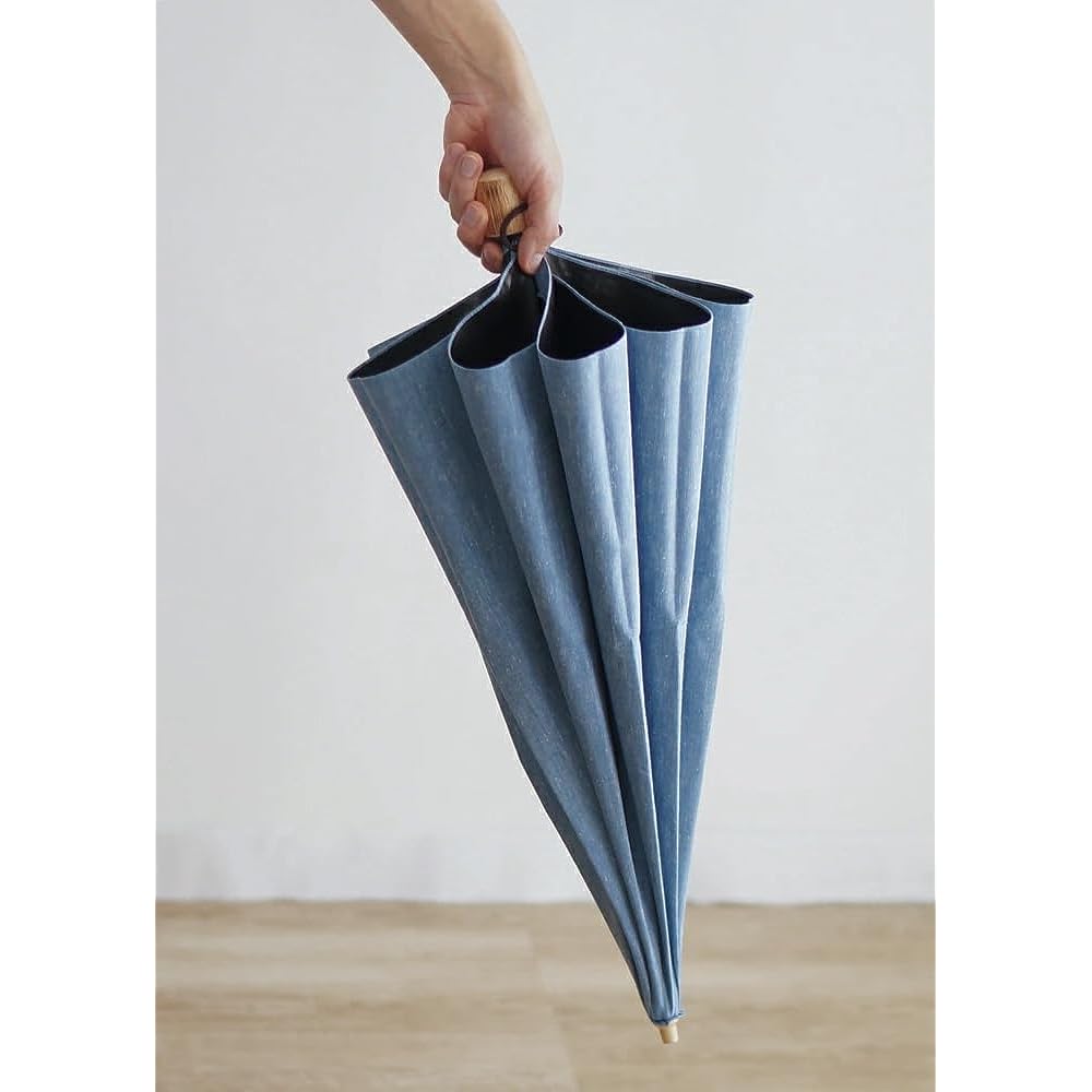 Made in Japan, Men's Folding Umbrella for Both Sunny and Rainy Days, Class 1 Shading, 2 Tier Folding, 55cm, 8 Ribs, Shading Rate Over 99.99%, Komiya Shoten Chambray Shade