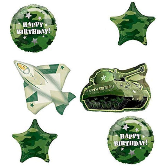 Army Tank and Jet Fighter Camouflage Party Supplies Birthday Balloon Bouquet