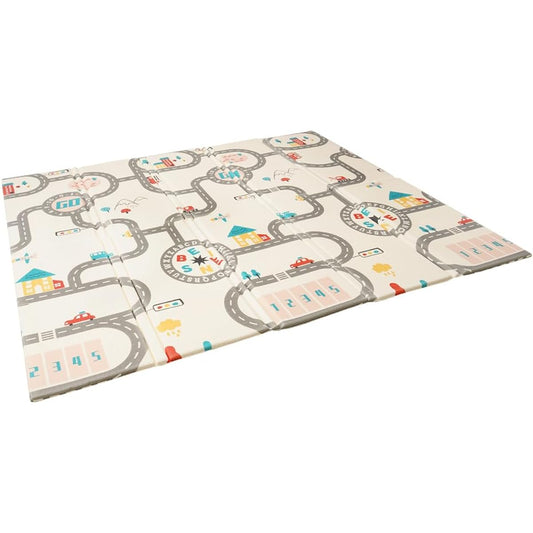 Anju Smile Playmat 177x196x1.8cm Baby Mat Baby Cushion Mat Floor Mat XPE Foldable Waterproof Soundproof Reversible Baby Underfloor Heating Compatible Road Pattern