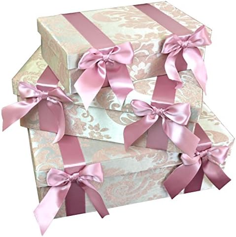 Royal Arden Storage Box Set of 3 Aqua Flower Pink 77759