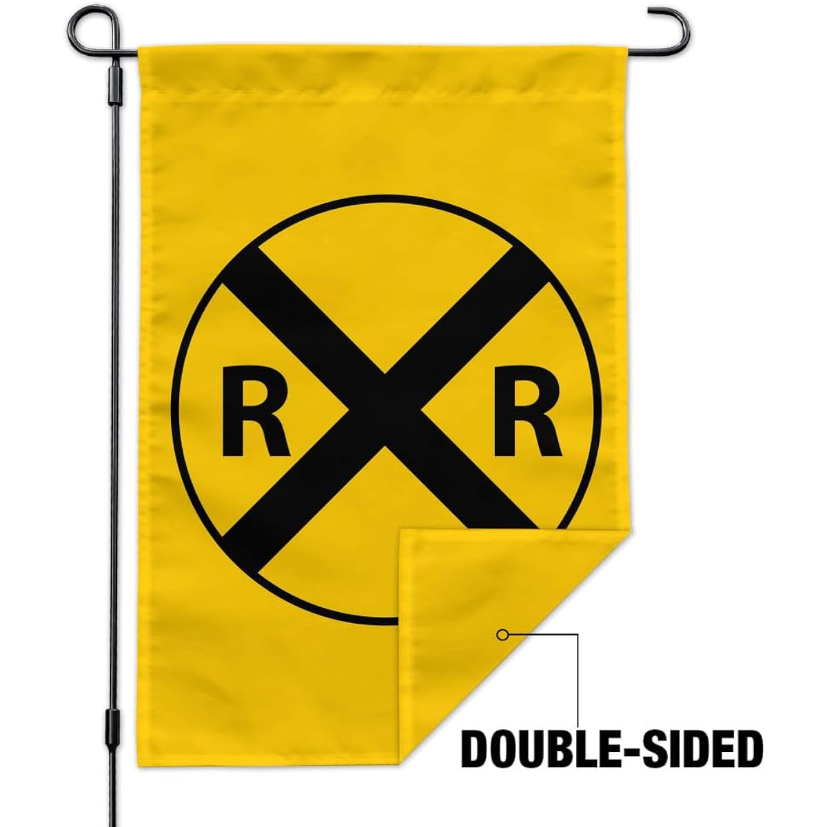 Garden Yard Flag with Railway Crossing Pole Stand Holder