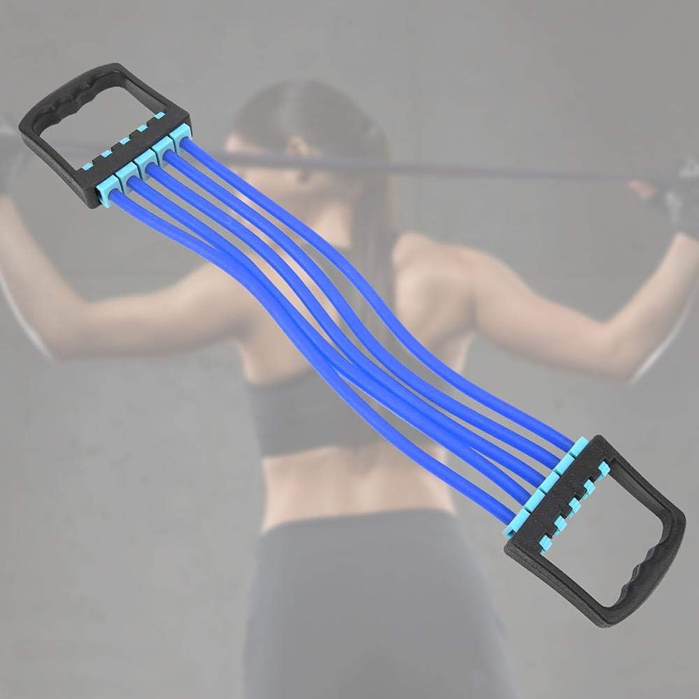Expander Resistance Band Chest Pull Rope Rubber Removable Sports Chest Expander for Fitness Multifunctional Yoga Chest Muscle Training Diet Exercise (Blue)