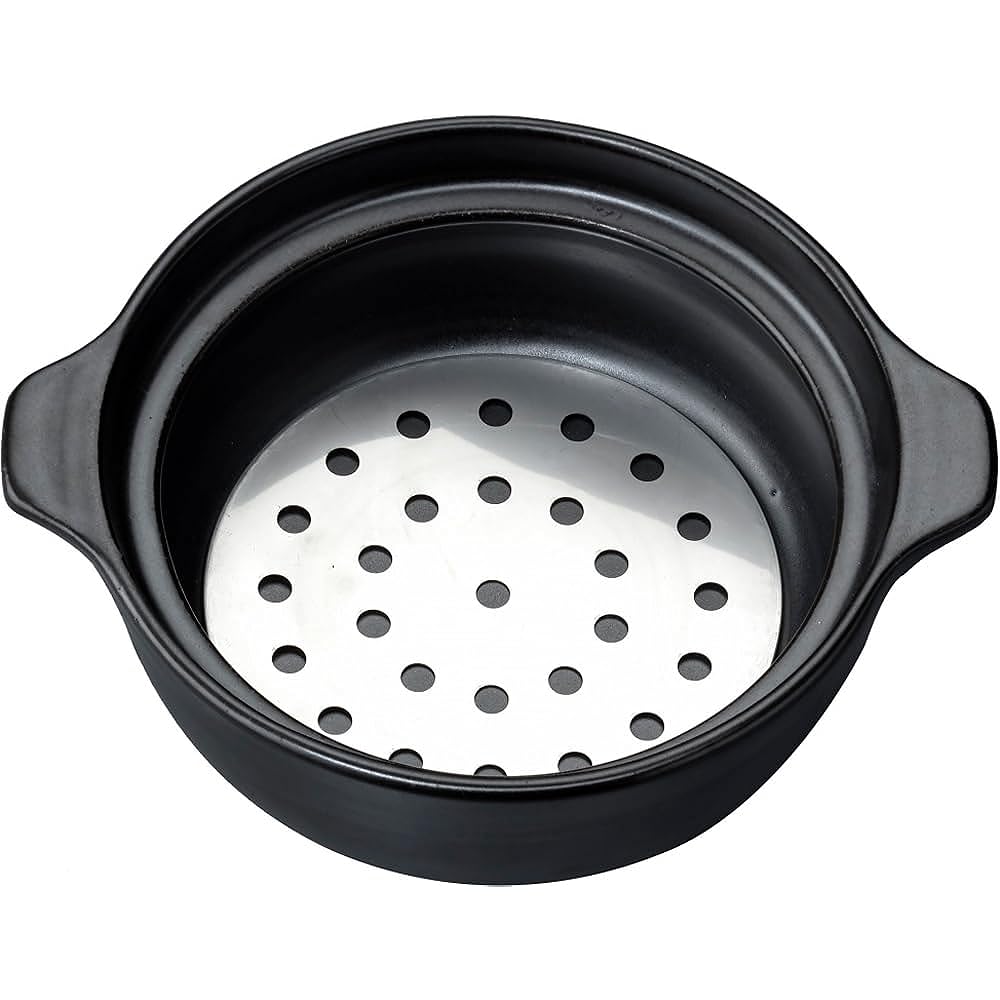 Ishigaki Pot, Black, Approximately Width 36 x Depth 30.5 x Height 15.5 cm, Non-spill-resistant Earthen Pot, Modern Size 10, Capacity Approx. 3.5L, For 5 to 6 people, Compatible with IH gas fire, 4305