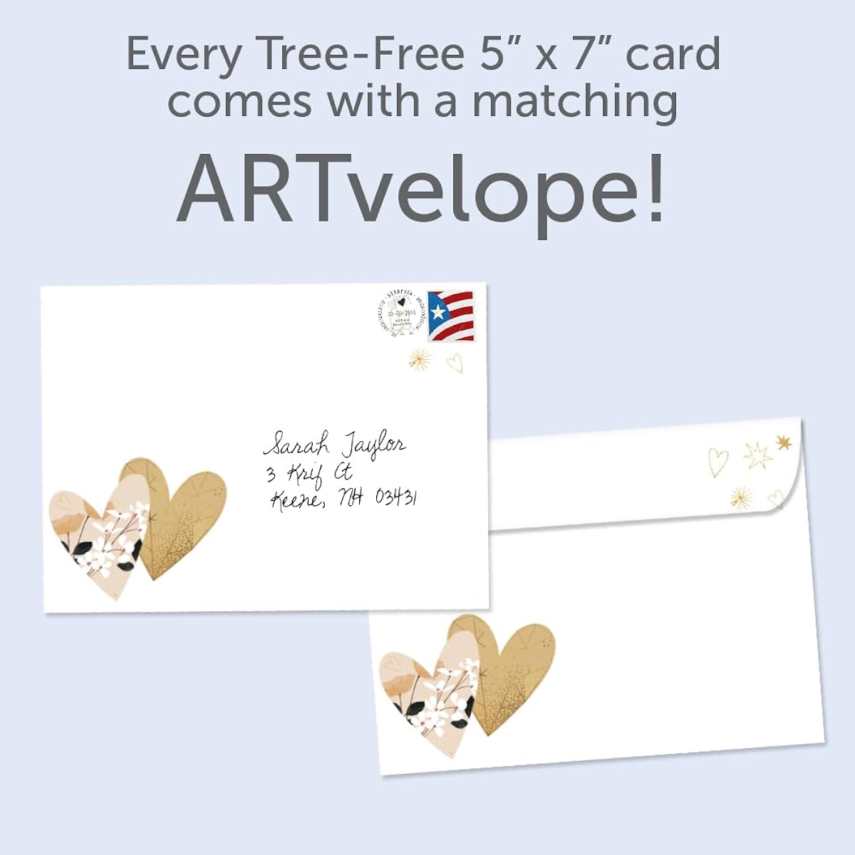 Tree-Free Greetings Milestone Anniversary 2 Pack with Matching Envelopes, Eco-Friendly, Made in the USA, 100% Recycled Paper, 5 x 7 Inches, Golden Celebration (GT65896)