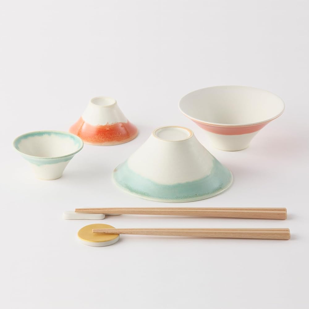 Floyd Mt. Fuji Tea Bowl, Inochi, Chopsticks, Chopstick Rest, Pair Set, Paulownia Box, Tableware Set, Gift Set, Made in Japan FG01-00101