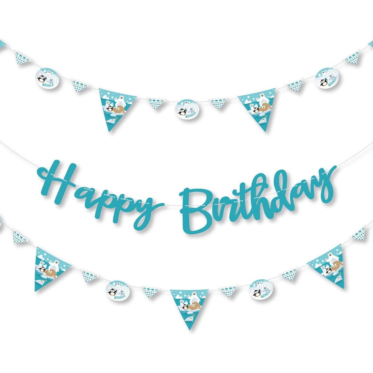 Big Dot of Happiness Arctic Animals - Winter Birthday Party Letter Banner Decorations - 36 Banner Cutouts and Happy Birthday Banner Letters
