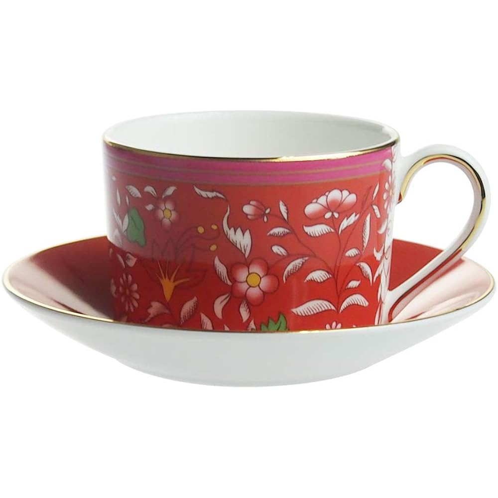 Wedgwood Wanderlust Crimson Jewel Tea Cup Saucer Pink [Parallel Import]