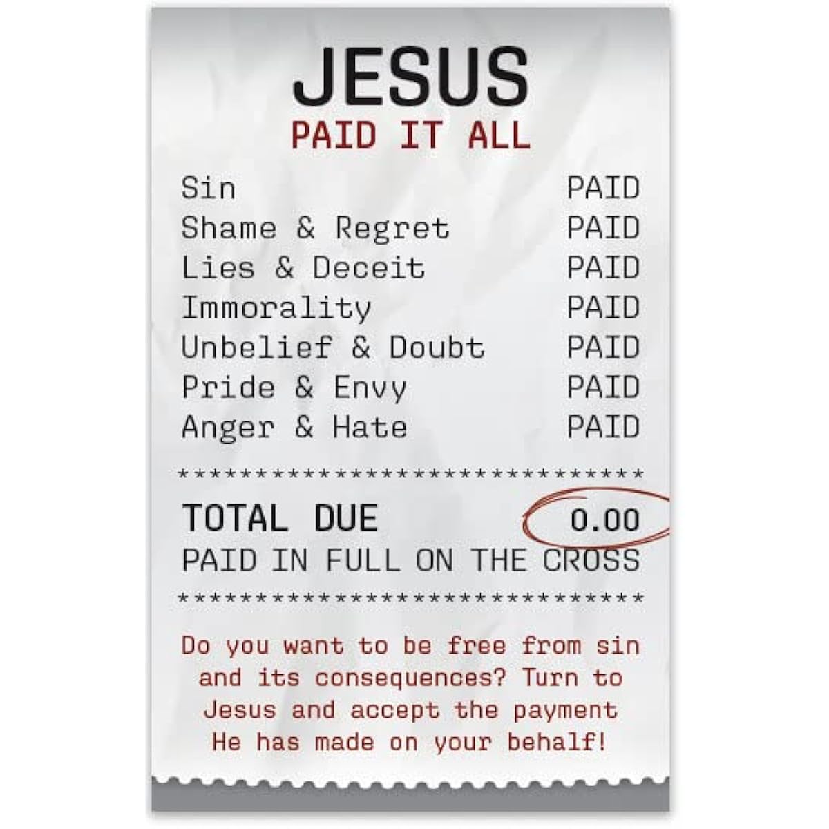 Moments With The Book Jesus Paid It All (Mini Gospel Tract Cards - Pack of 100 - KJV)F