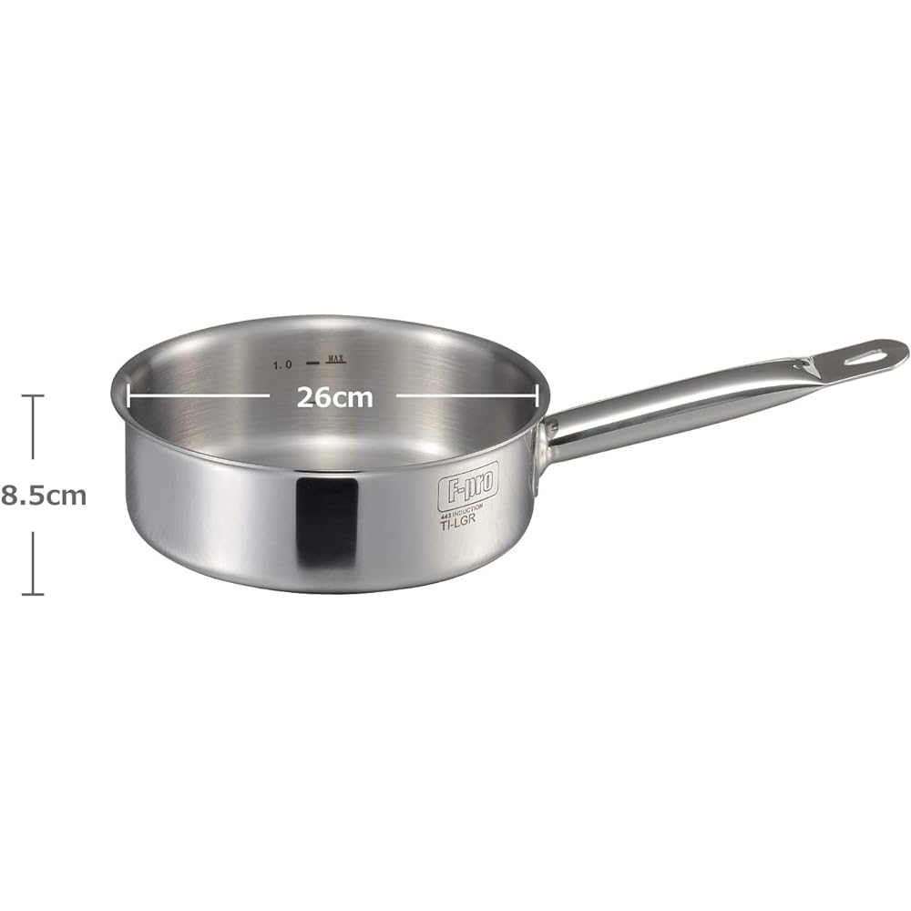 MTI IH F-PRO Shallow one-handed pot without lid with scale 26cm