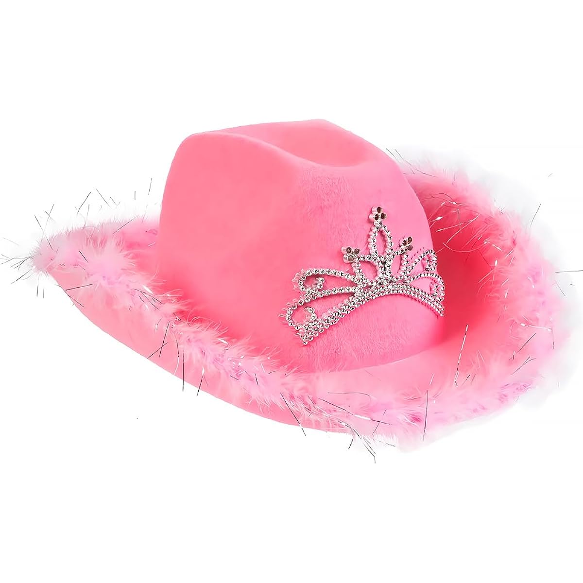 Felt Pink Feather Blinking Rhinestone Cowboy Hat by Rhode Island Novelty